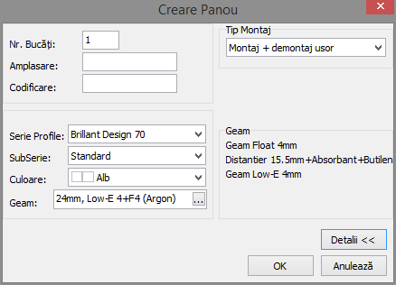 bu creeare panou detaliat