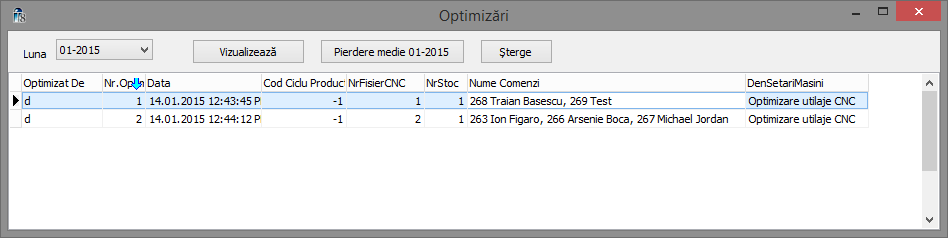 optimizare optimizari executate