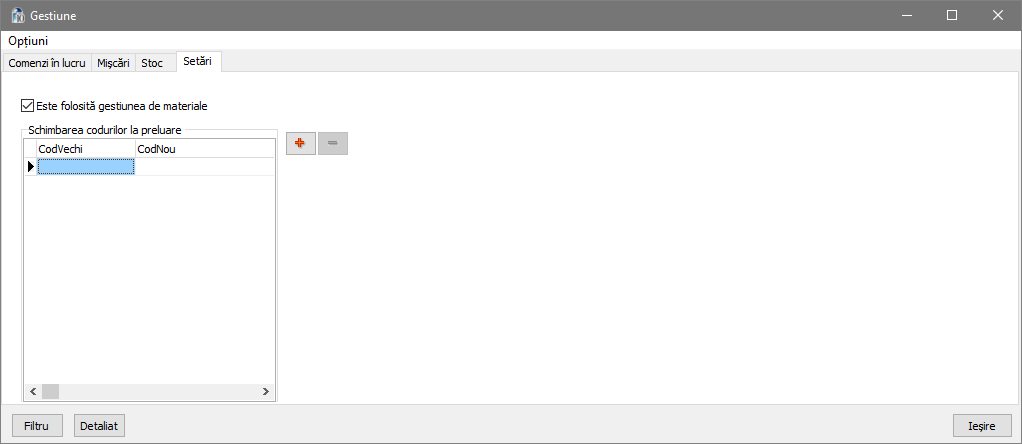 gestiune setari