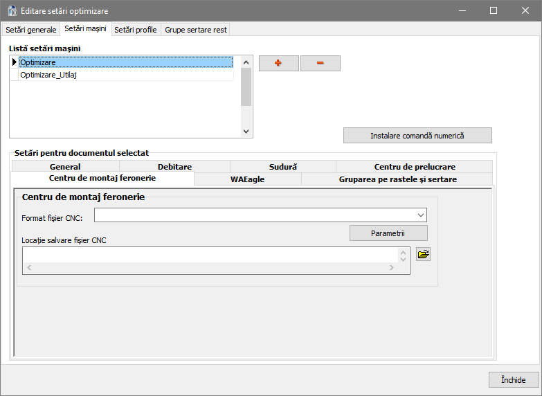optimizare setari setari masini centru feronerie