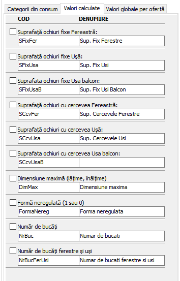 setari formare pret valori calculate