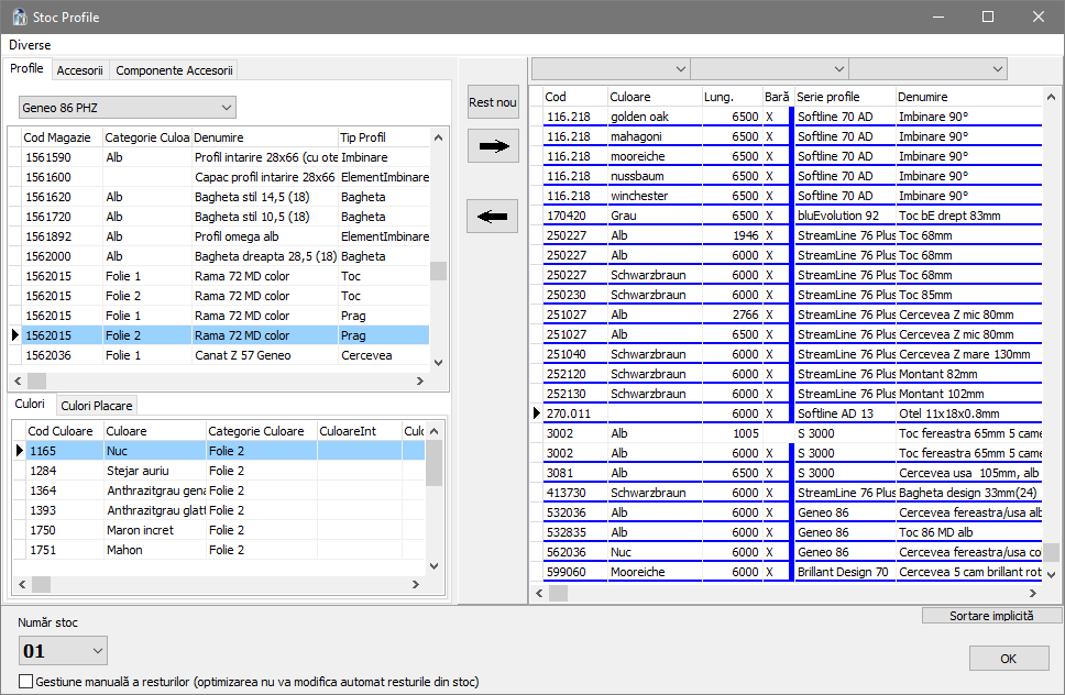 optimizare stoc profile