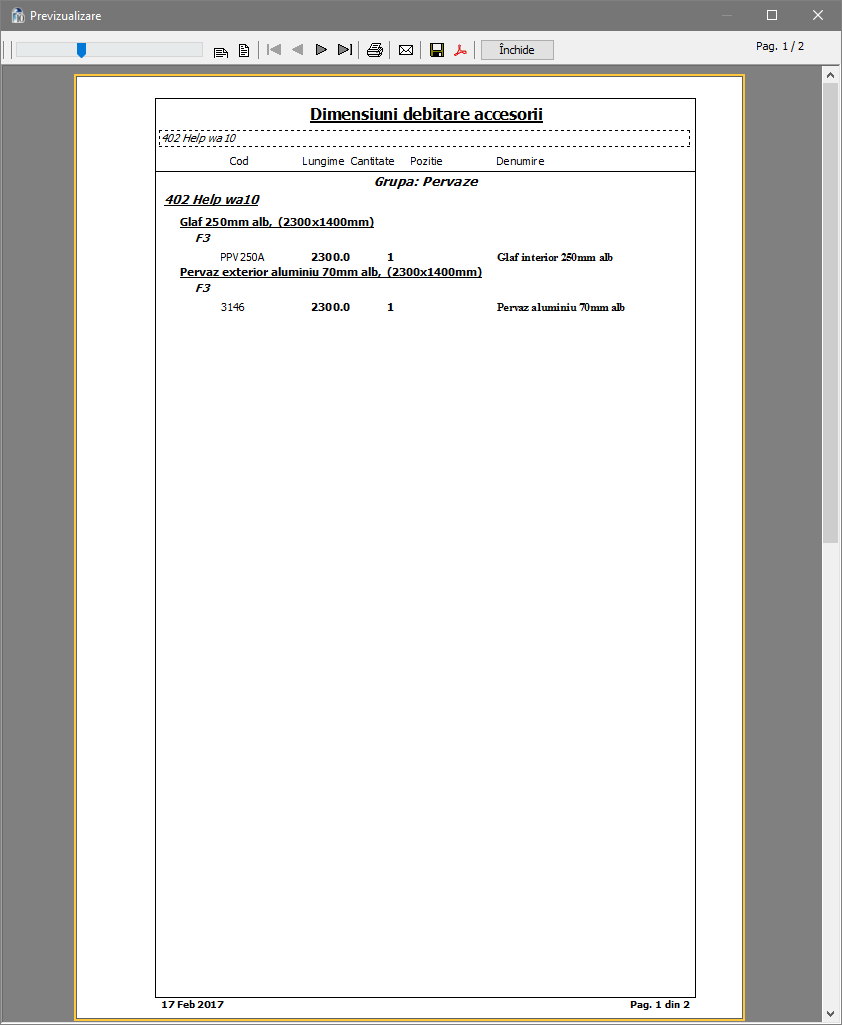 documente dimensiuni de debitare accesorii