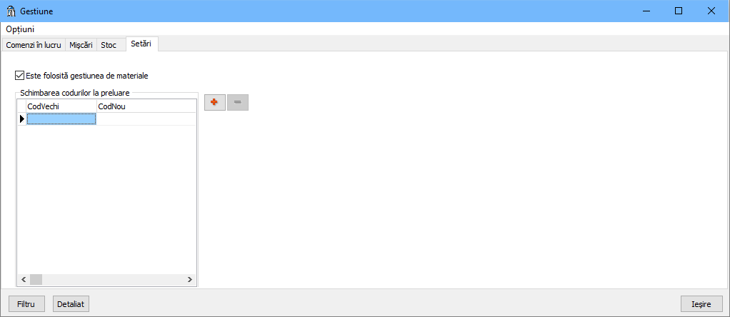 gestiune setari