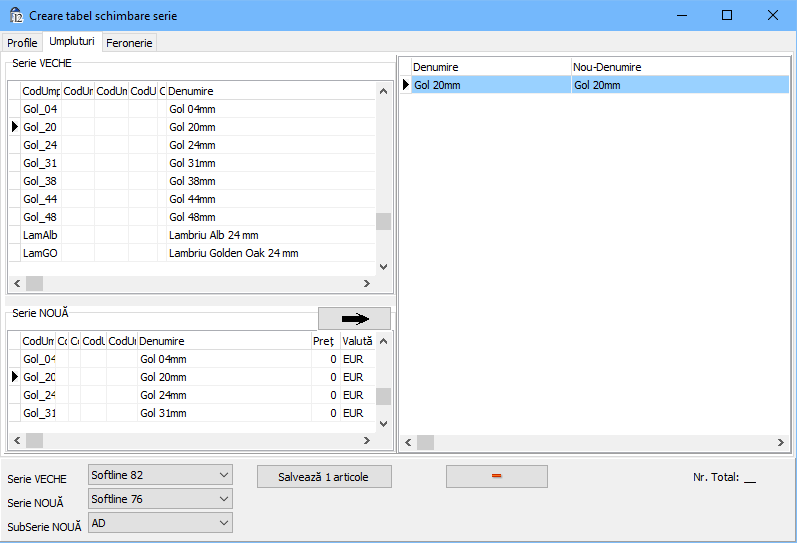 schimbare serie umpluturi