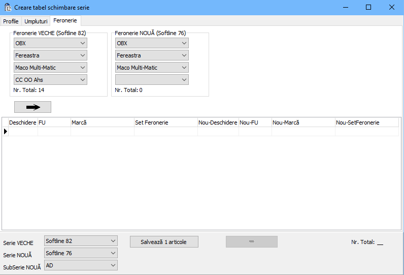 schimbare serie feronerie