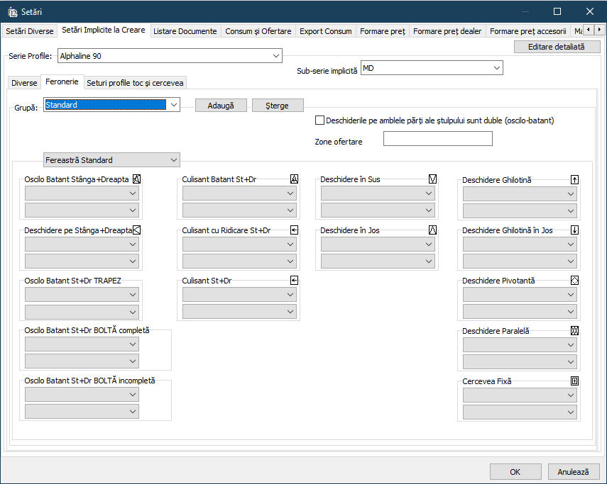 setari setari implicite feronerie
