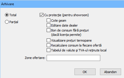 baza de date arhivare showroom