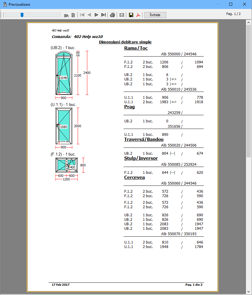 documente dimensiuni de debitare simple