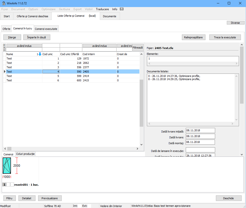 lista oferte si comenzi comenzi