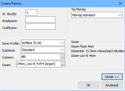 bu creeare panou detaliat