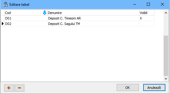 setari liste depozite zonale