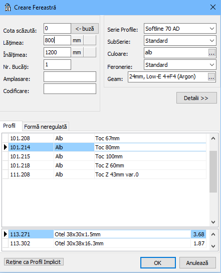 bu creeare fereastra