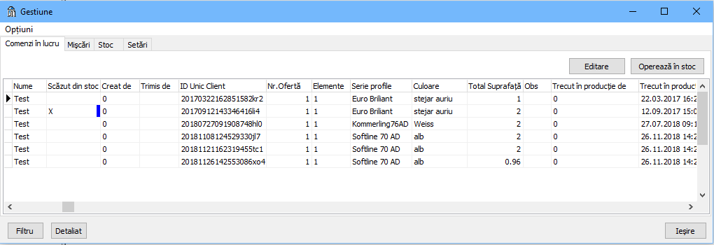 gestiune comenzi lucru