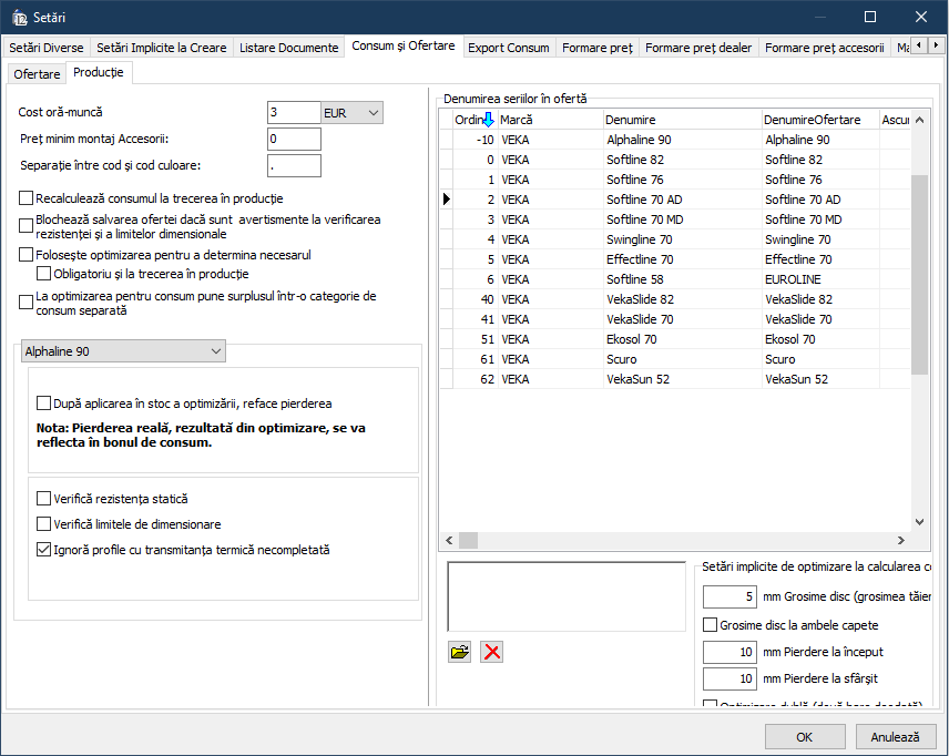 setari consum si ofertare productie