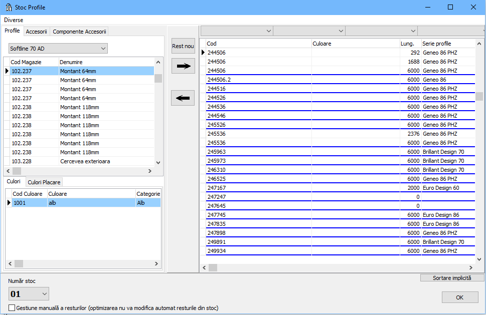optimizare stoc profile
