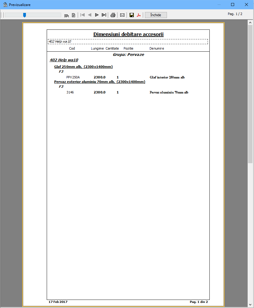 documente dimensiuni de debitare accesorii