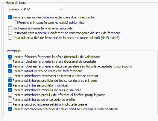 setari setari diverse mediu de lucru