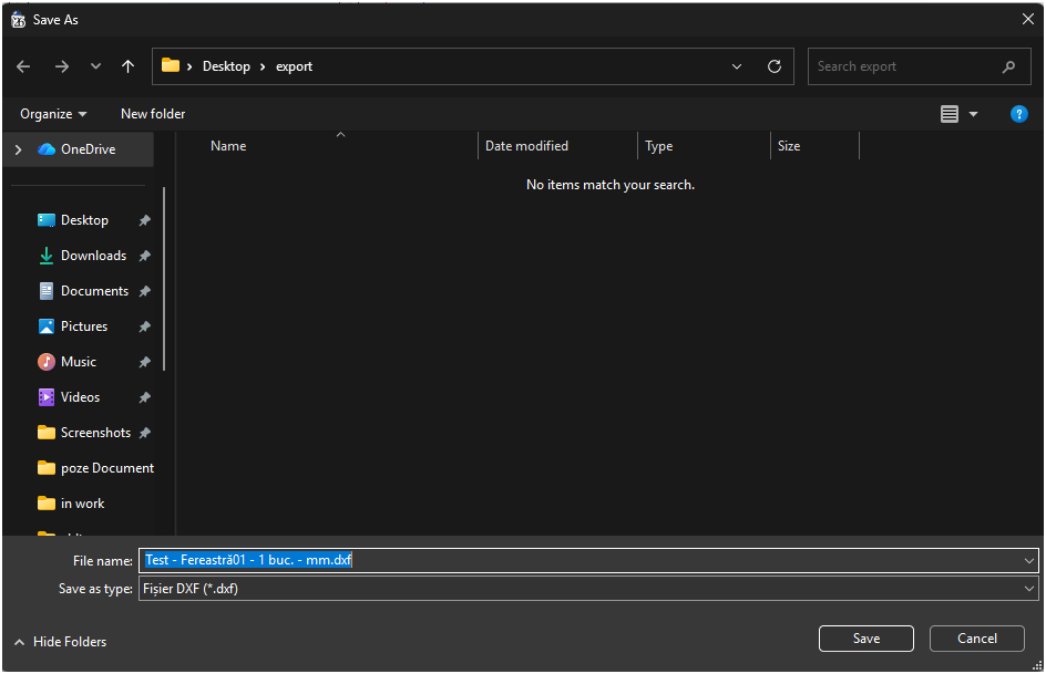 WinArhi_Export_SelectareFolderDXF