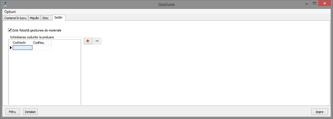 gestiune setari