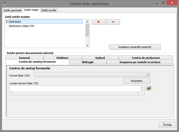 optimizare setari setari masini centru feronerie