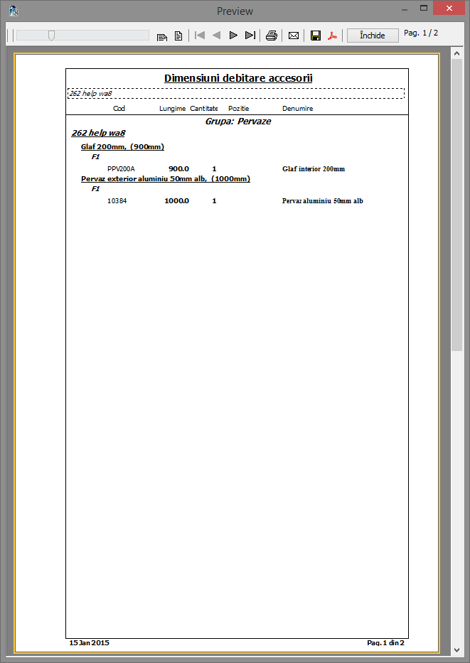 documente dimensiuni de debitare accesorii